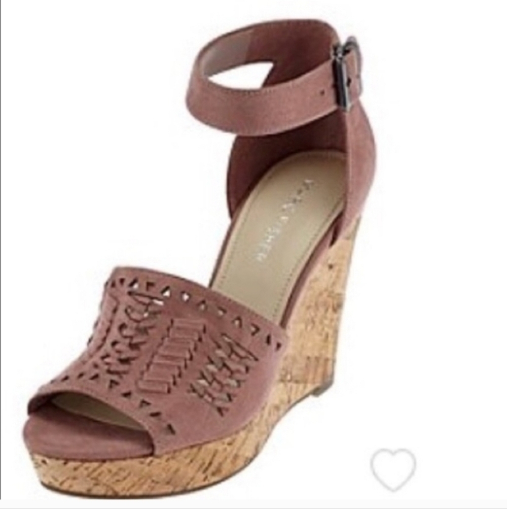 Marc Fisher Women "Like New" Ankle Suede Cork Wedge Sandals shoes sz 9.5M